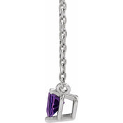 Sterling Silver Natural Amethyst Heart 16-18" Necklace