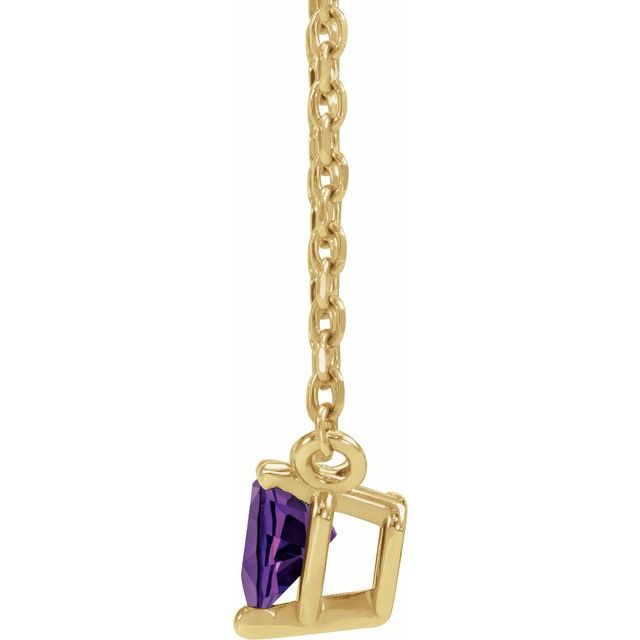 14K Yellow Natural Amethyst Heart 16-18" Necklace