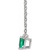 14K White Lab-Grown Emerald Heart 16-18" Necklace