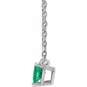 14K White Lab-Grown Emerald Heart 16-18" Necklace