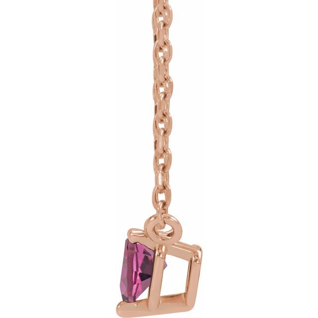 14K Rose Natural Pink Tourmaline Heart 16-18" Necklace