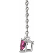 Sterling Silver Natural Pink Tourmaline Heart 16-18" Necklace