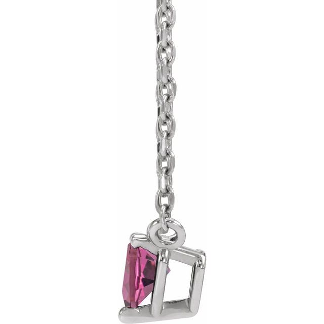 Sterling Silver Natural Pink Tourmaline Heart 16-18" Necklace