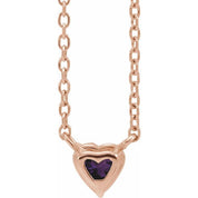 14K Rose Natural Amethyst Heart 16-18" Necklace