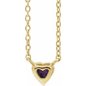 14K Yellow Natural Amethyst Heart 16-18" Necklace