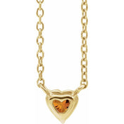 14K Yellow Natural Citrine Heart 16-18" Necklace
