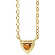14K Yellow Natural Citrine Heart 16-18" Necklace