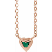 14K Rose Lab-Grown Emerald Heart 16-18" Necklace