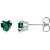 Sterling Silver Lab-Grown Emerald Stud Earring