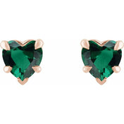 14K Rose Lab-Grown Emerald Stud Earring