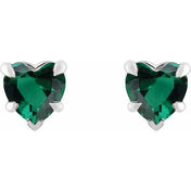 Sterling Silver Lab-Grown Emerald Stud Earring