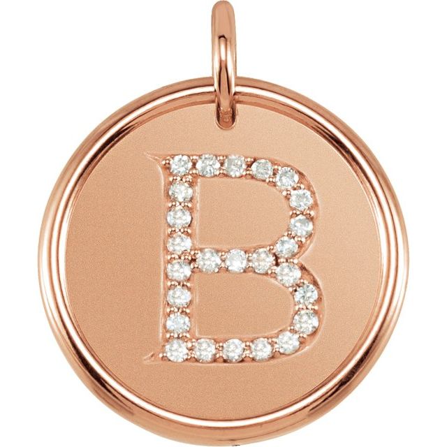 14K Rose 1/8 CTW Natural Diamond Posh Mommy? Initial B Pendant
