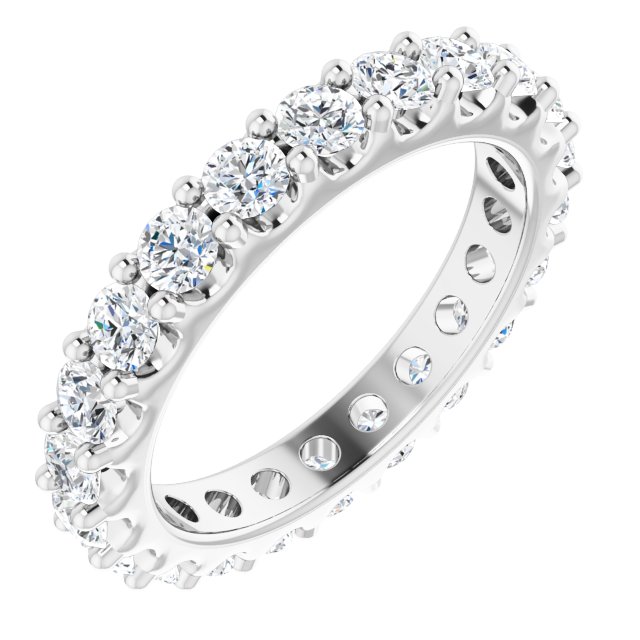 14K White 2 CTW Diamond Eternity Band Size 7.5