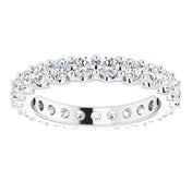 14K White 2 CTW Diamond Eternity Band Size 8