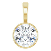 14K Yellow 5/8 CT Lab-Grown Diamond Bezel-Set Solitaire Pendant