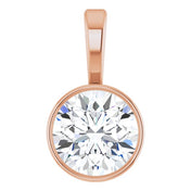 14K Rose 5/8 CT Lab-Grown Diamond Bezel-Set Solitaire Pendant