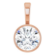 14K Rose 5/8 CT Lab-Grown Diamond Bezel-Set Solitaire Pendant