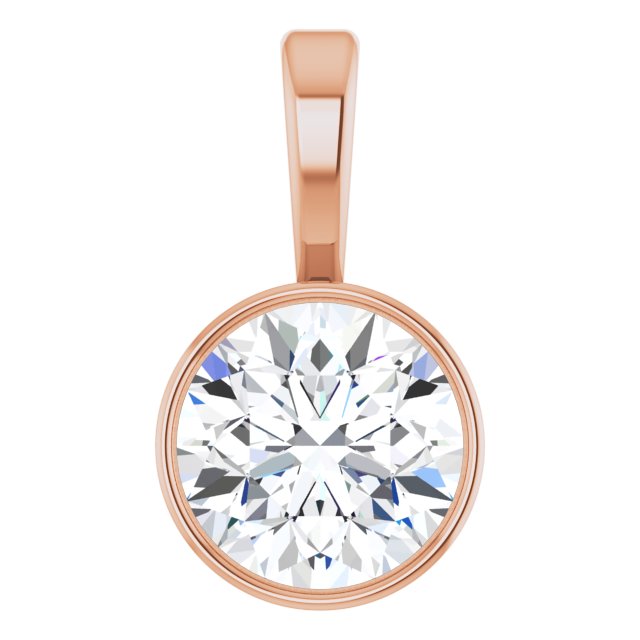 14K Rose 5/8 CT Lab-Grown Diamond Bezel-Set Solitaire Pendant