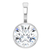 Sterling Silver 5/8 CT Natural Diamond Bezel-Set Solitaire Pendant