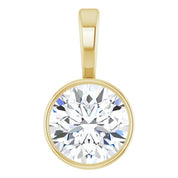 14K Yellow 5/8 CT Natural Diamond Bezel-Set Solitaire Pendant