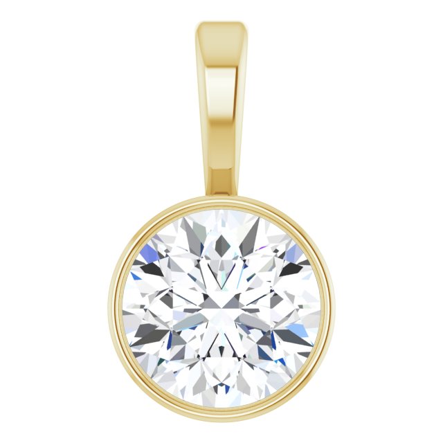 14K Yellow 5/8 CT Natural Diamond Bezel-Set Solitaire Pendant