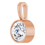 14K Rose 5/8 CT Lab-Grown Diamond Bezel-Set Solitaire Pendant
