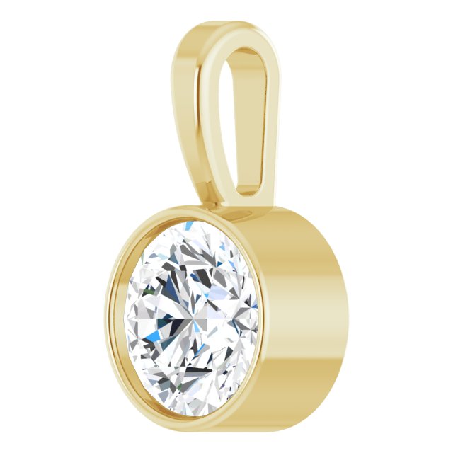14K Yellow 1/2 CT Natural Diamond Bezel-Set Solitaire Pendant