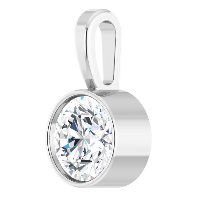 Platinum 1/2 CT Natural Diamond Bezel-Set Solitaire Pendant