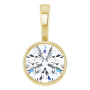 14K Yellow 1/2 CT Lab-Grown Diamond Bezel-Set Solitaire Pendant