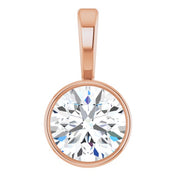 14K Rose 1/2 CT Natural Diamond Bezel-Set Solitaire Pendant