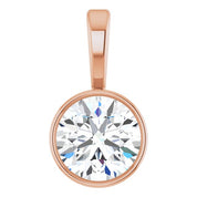 14K Rose 1/2 CT Natural Diamond Bezel-Set Solitaire Pendant