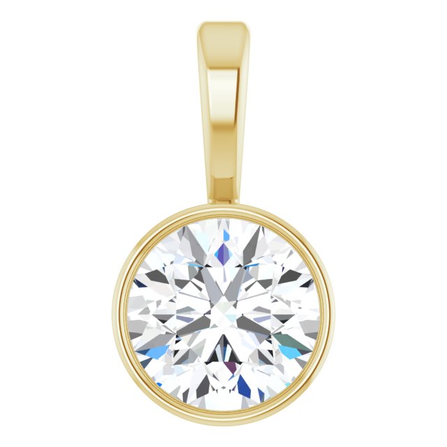 14K Yellow 1/2 CT Natural Diamond Bezel-Set Solitaire Pendant
