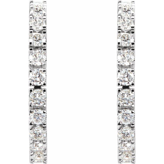 14K White 1 CTW Lab-Grown Diamond 20.5 mm Hoop Earrings