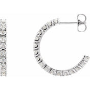 14K White 1 CTW Lab-Grown Diamond 20.5 mm Hoop Earrings