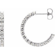 14K White 1 CTW Lab-Grown Diamond 20.5 mm Hoop Earrings