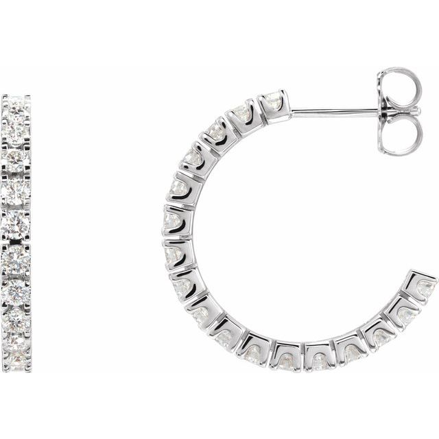 14K White 1 CTW Lab-Grown Diamond 20.5 mm Hoop Earrings