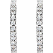 14K White 1/2 CTW Lab-Grown Diamond 17.6 mm Hoop Earrings