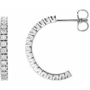 14K White 1/2 CTW Lab-Grown Diamond 17.6 mm Hoop Earrings