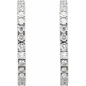 14K White 2 1/5 CTW Lab-Grown Diamond 27.7 mm Hoop Earrings
