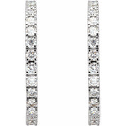 14K White 2 1/5 CTW Lab-Grown Diamond 27.7 mm Hoop Earrings