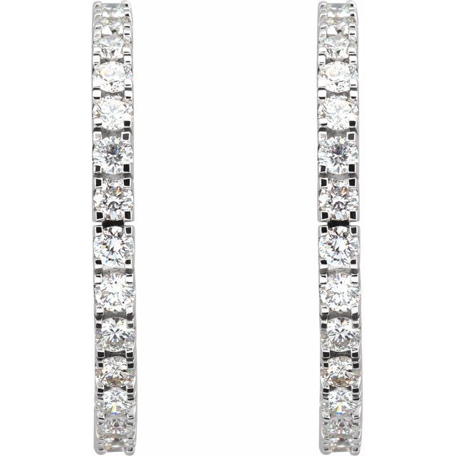 14K White 2 1/5 CTW Lab-Grown Diamond 27.7 mm Hoop Earrings