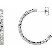 14K White 2 1/5 CTW Lab-Grown Diamond 27.7 mm Hoop Earrings