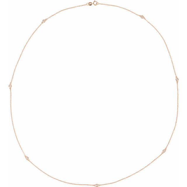 14K Lab-Grown Diamond 7-Station 24" Necklace with 1/4 to 1/3 CTW Diamonds