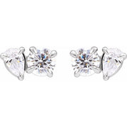 14K White 1 1/6 CTW Lab-Grown Diamond Two-Stone Stud Earrings