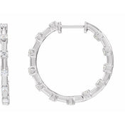 14K White 1 CTW Lab-Grown Diamond Inside-Outside 25.1 mm Hoop Earrings