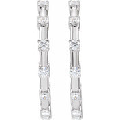 14K White 1 CTW Lab-Grown Diamond Inside-Outside 25.1 mm Hoop Earrings