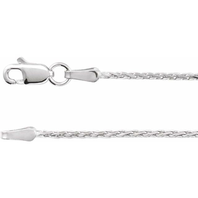 14K White 1.5 mm Diamond-Cut Wheat 20" Chain