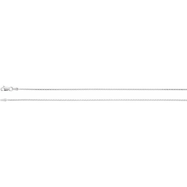 14K White 1.5 mm Diamond-Cut Wheat 20" Chain