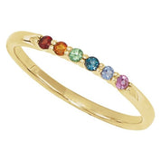 14K Yellow Natural Multi-Gemstone Rainbow Stackable Ring