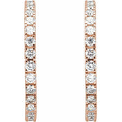 14K Rose 2 1/5 CTW Lab-Grown Diamond 27.7 mm Hoop Earrings